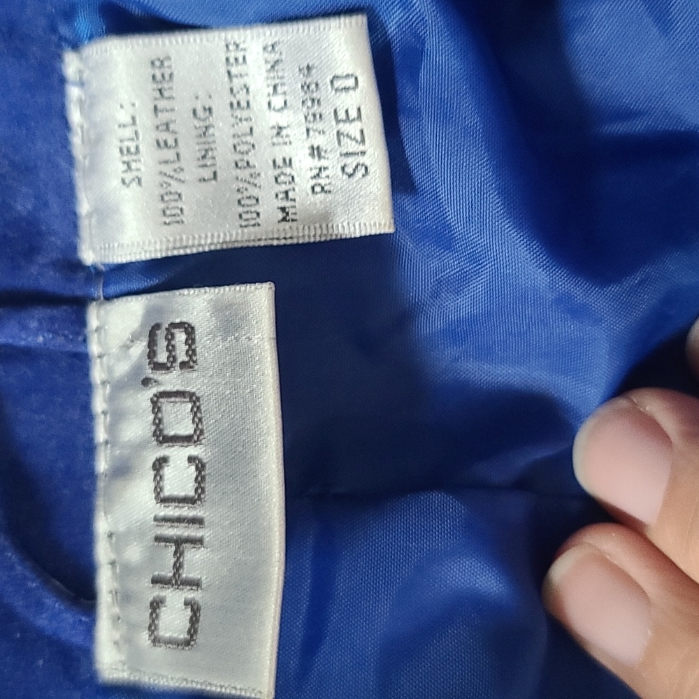 Cobalt Blue genuine suede leather Chico's jacket small - Picture 7 of 7